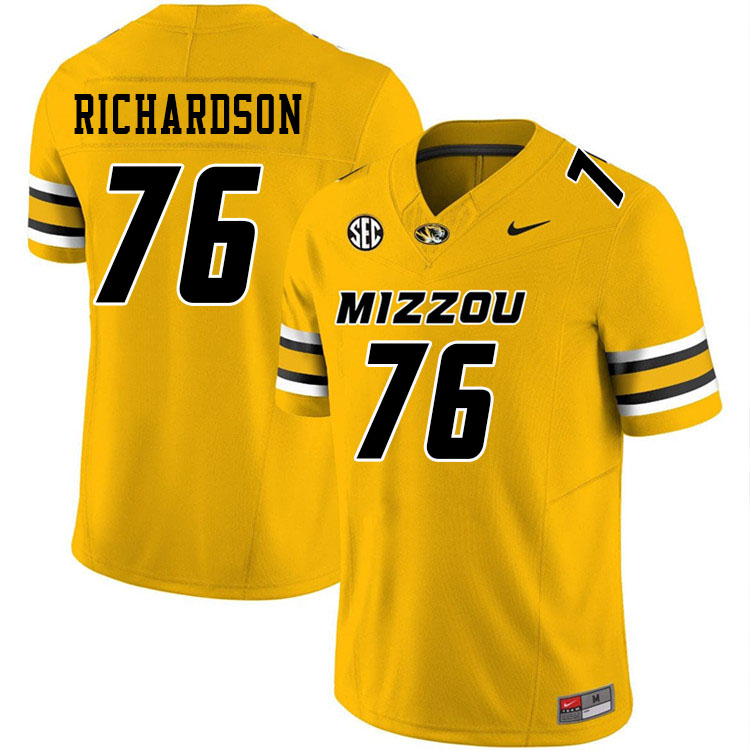 Men #76 Jayven Richardson Missouri Tigers College Football Jerseys Stitched-Gold